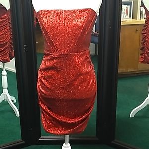 Red glitter mini dress!